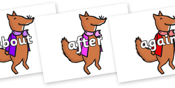 KS1 Keywords on Small Fox 1 to Support Teaching on Fantastic Mr Fox - KS1, CLL, Communication language and literacy, Display, Key words, high frequency words, foundation stage literacy, DfES Letters and Sounds, Letters and Sounds, spelling