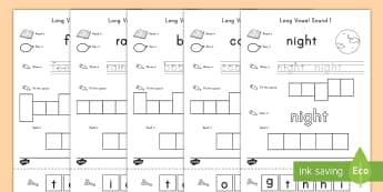 Long Vowel Sound Writing Word Activity Pack - phonics, long vowels, sounds, English, activity packs