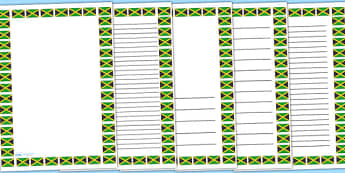 Jamaican flag page borders - jamaica, countries, writing template