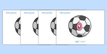 Numbers 0-20 on Footballs - Foundation Numeracy, Number recognition, Number flashcards, counting, soccer, football, footballs, sport, world cup