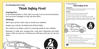 Think Safety First Activity Sheet, worksheet
