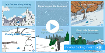 Winter Themed Songs and Rhymes PowerPoints Pack - Winter, snow, season, cold, frost, penguins, snowmen, arctic, polar regions, antarctic