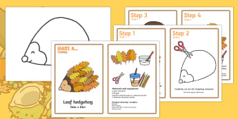 Leaf Hedgehog Craft Instructions English/Polish