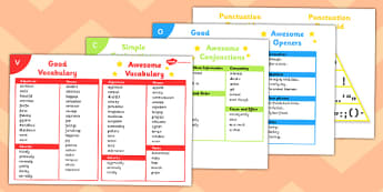 VCOP Table Reference Mats - table, cards, table cards, cards for the table, VCOP, vocaublary, connectives, openers, punctuation, vocabulary cards, connective cards, opener cards, punctuation cards, to keep on the table, desktop, desktop cards, desk c