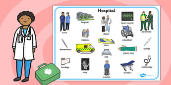 Hospital Word Mat - hospital, word mat, word, mat, doctors, health