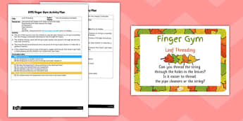 EYFS The Very Hungry Caterpillar Leaf Threading Finger Gym Activity Plan