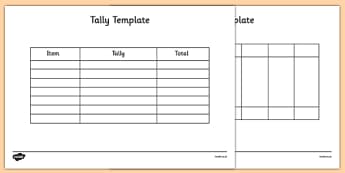 Tally Template - tally, template, tally chart, graph, maths, numeracy