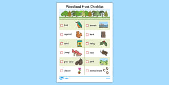Woodland Hunt Checklist - woodland, hunt, checklist, check, list