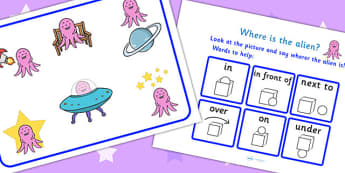 Where Is The Alien Preposition Game - space, planets, games, prepostions