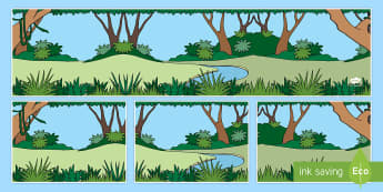 Small World Background to Support Teaching on Rumble in the Jungle - Story, book, resources, Giles Andreae, David Wojtowycz, small world, background, display, banner, teaching resources, book resources, jungle creatures, jungle, book resource