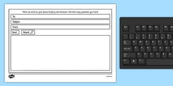Email a Story Character Writing Frame Template - email, stories