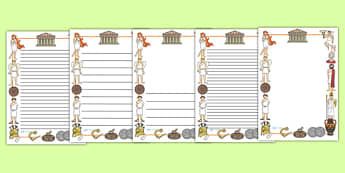 Ancient Greece Page Borders - Ancient Greeks, history, Greeks, page border, border, writing template, writing aid, writing aid, Greece, Olympic games, Homer, Athens, Alexander the Great , theatre, parthenon, Sparta, peloponnesian war, persians 