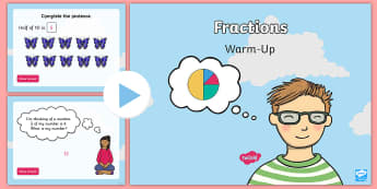 Year 2 Fractions Warm-Up PowerPoint - KS1 Maths Warm Up Powerpoints, warm up, warm-up, warm-ups, warm ups, KS1, key stage one, Year 2, yea