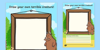 Draw Your Own Terrible Creature Gruffalo - draw your own, gruffalo worksheets, draw a monster worksheets, drawing worksheets, the gruffalo worksheets