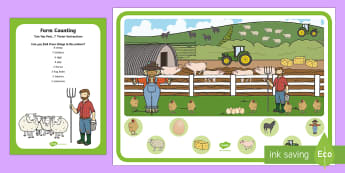 Farm Counting Can You Find...? Poster and Prompt Card Pack - i spy, spotting, discovery, hunt, farm animals, harvest, farmer, countryside