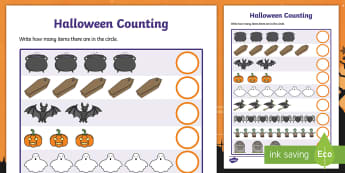 Halloween Counting Worksheet - halloween, counting, counting worksheet, halloween worksheet, themed counting, halloween counting, numeracy, maths, adding