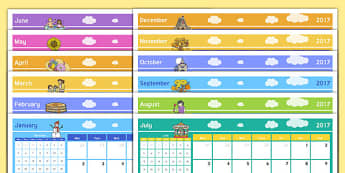 2017 Themed Calendar - 2017 calendar, 2017, calendar, year, months of the year