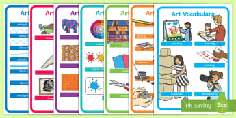 Art Vocabulary Display Posters - KS1, Art Vocabulary, key stage one, art and design, drawing, painting, sculpture, painting, printing