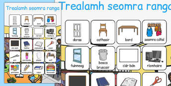 Trealamh seomra ranga Vocabulary Poster Gaeilge - roi, irish, gaeilge, classroom objects, vocabulary, poster, display