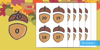 Little Acorns Number Bonds to 20 Cut-Outs - Twinkl originals, fiction, story, addition, autumn, total, pair, find, add, match
