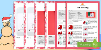Felt Stocking Christmas Craft Instructions English/Afrikaans - December, celebrate, make, art, cut, paste, Desember, EAL