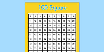 100 Square (Hundred Square) - Number square, hundred square, Counting, Numbers 0-100, 100s gird, 100s chart, 100s board, numeracy,numbers,counting,100 square,numbers to 100