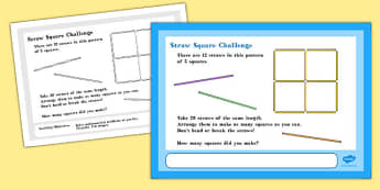 A4 Straw Square Maths Challenge Poster - challenge poster, straw