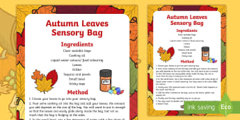 Autumn Leaves Sensory Bag - senses, PSHE, feel, touch, describing, speaking and listening, early years, KS1, key stage 1