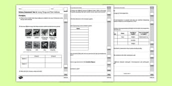 Y6 Living Things and Their Habitats End of Unit Science Assessment