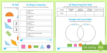 Properties Of 2D Shapes Activity Sheets - 2d, shapes, activity, worksheet