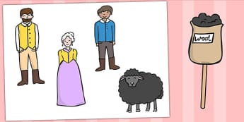 Baa Baa Black Sheep Stick Puppets - Baa Baa Black Sheep, nursery rhyme, stick puppet, rhyme, rhyming, nursery rhyme story, nursery rhymes, Baa Baa Black Sheep resources, master, dame