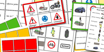 Walk to School Month Bingo - Road, Safety, Safe, Bingo, Game, Cars, Bus