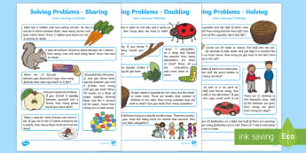 EYFS Maths: Solving Problems - Doubling, Halving and Sharing Home Learning Challenges  Activity Pack - They solve problems, including doubling, halving and sharing. Number, ELG, homework, mathematics, early years, EYFS Planning, Adult led