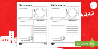 Comparing Christmas Around the World Writing Frames - christmas