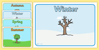 Editable Class Group Signs (Four Seasons) - Seasons, Autumn, Summer, Spring, Winter, fall, group signs, group labels, group table signs, table sign, teaching groups, class group, class groups, table label
