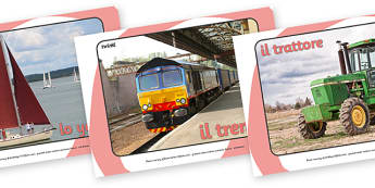 Transport Display Photos (Italian) - Display Posters, Transport, A4, display, posters, car, van, lorry, bike, motorbike, plane, aeroplane, tractor, truck, bus