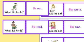 What Did They Do Irregular Past Tense Question Cards - SLI, grammar, ASD, EAL, language disorder, Language delay, Word Order