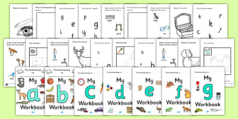 My Alphabet Workbook (Lowercase)  - workbook, sounds, a-z, cursive, lowercase, letters, alphabet, activity, handwriting, writing