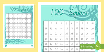 NZ Pattern 100 Number Square