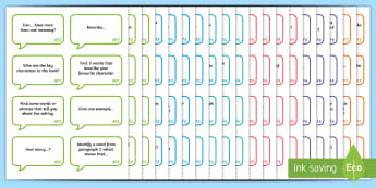 AF Guided Reading Question Cards - assessment focus, assessment focus reading, af reading, assessment focus cards, assessment focus questions, AF cards