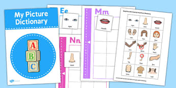 Picture Dictionary Body Parts Word Cards Pack - dictionary, pack