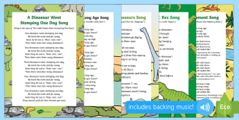Dinosaurs Songs and Rhymes Resource Pack - EYFS, Early Years, KS1, Dinosaurs, prehistoric, Jurassic, T.rex, tyrannosaurus rex, pterodactyl, tri