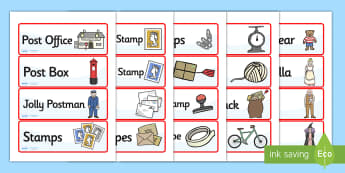 Jolly Post Office Role Play Labels to Support Teaching on The Jolly Postman - jolly, post, office, post office, role, play, role play, labels, jolly post office labels, labels for post office