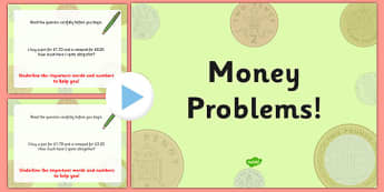 Money Problems Task Setter PowerPoint - money, tasks, powerpoint