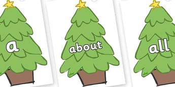 100 High Frequency Words on Christmas Trees (Plain) - High frequency words, hfw, DfES Letters and Sounds, Letters and Sounds, display words