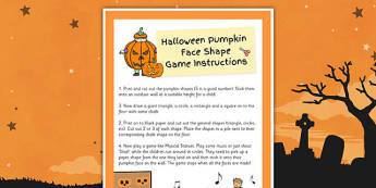 Pumpkin Face Shape Game - pumpkin, face, shape, game, activity