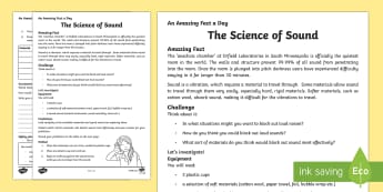 The Science of Sound Activity Sheet - Amazing Fact Of The Day, activity sheets, powerpoint, starter, morning activity, December, sound pro