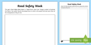CfE (second) Road Safety Week Poster Activity - Road Safety, Speed limits, road signs, traffic, transport, second level, creative