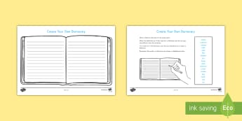Create Your Own Dictionary Writing Activity - template, writing, dictionary, create your own, english, vocabulary