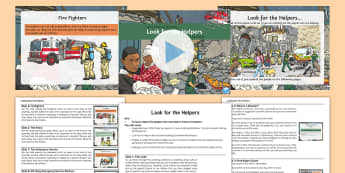 Look for the Helpers Whole School Assembly Pack - terrorist attack, courage, helping, disaster, caring, kind, assemblies, people who help us, powerpoi